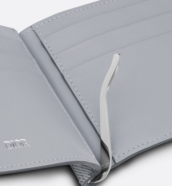 DIOR Wallet with Bill Clip Gray CD Diamond Canvas - Image 4