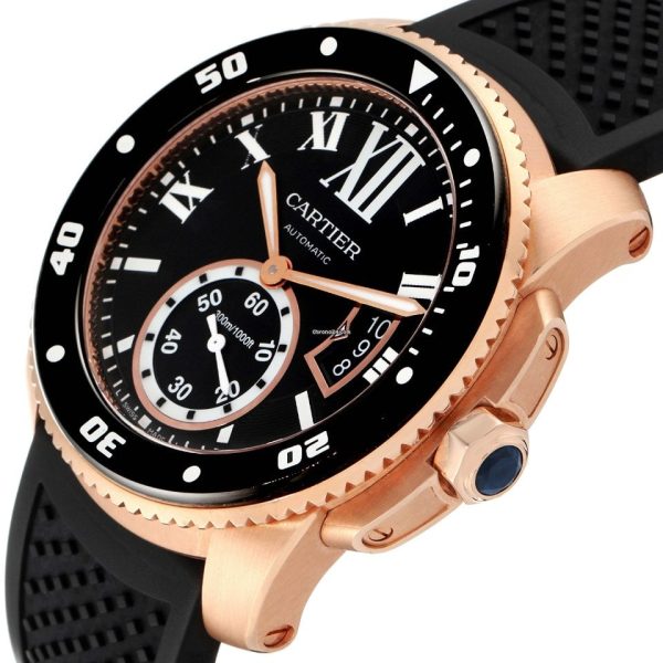 CARTIER Calibre Rose Gold Black Dial Automatic Mens Watch - Image 5