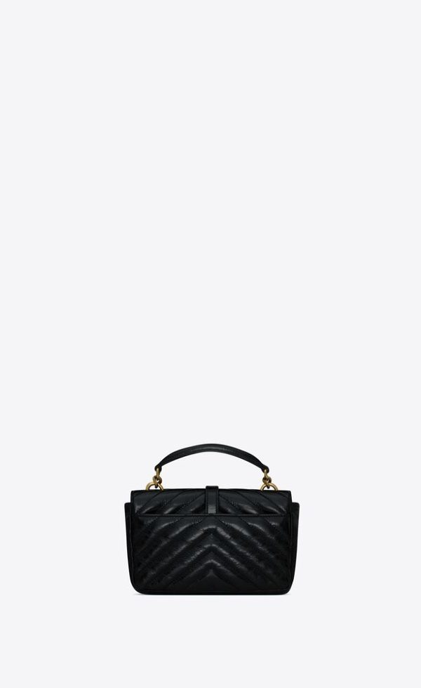 SAINT LAURENT COLLEGE MINI CHAIN BAG IN SHINY CRACKLED LEATHER - Image 7