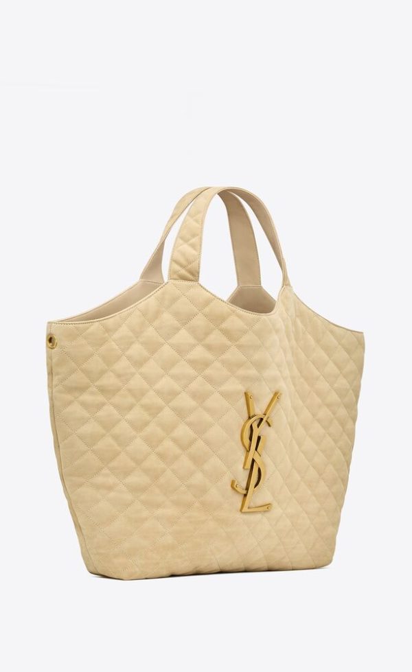 SAINT LAURENT ICARE MAXI SHOPPING BAG IN QUILTED NUBUCK SUEDE - Image 6