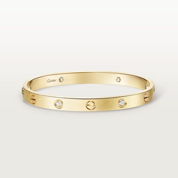 CARTIER LOVE BRACELET, CLASSIC MODEL, BRUSHED, 4 DIAMONDS