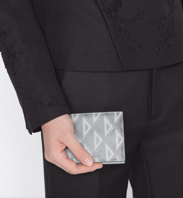 DIOR Bifold Wallet Gray CD Diamond Canvas - Image 4