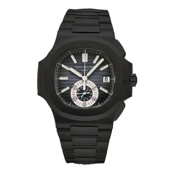 Black Patek Philippe DLC-PVD Nautilus Chronograph 44 mm | Black Pvd/Dlc Stainless Steel bracelet | Black dial | Men's Watch 5980/1A-014-pvd-2