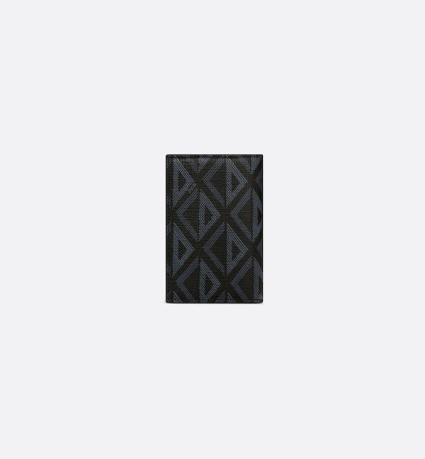 DIOR Vertical Bifold Card Holder  Black CD Diamond Canvas - Image 3