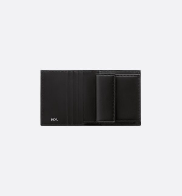 DIOR Compact Vertical Wallet  Black CD Diamond Canvas - Image 2
