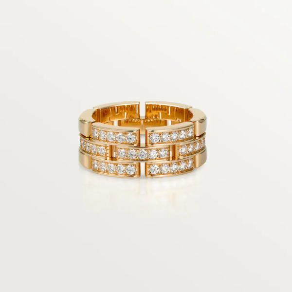 CARTIER MAILLON PANTHÈRE RING, 3 HALF DIAMOND-PAVED ROWS