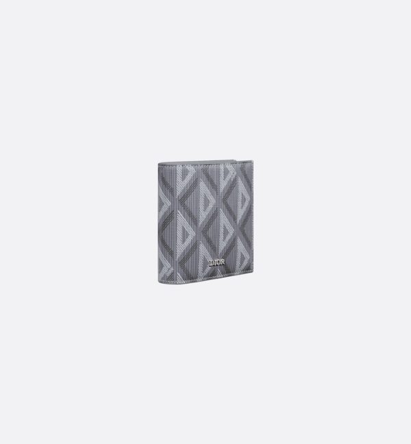 DIOR Compact Vertical Wallet Gray CD Diamond Canvas - Image 2