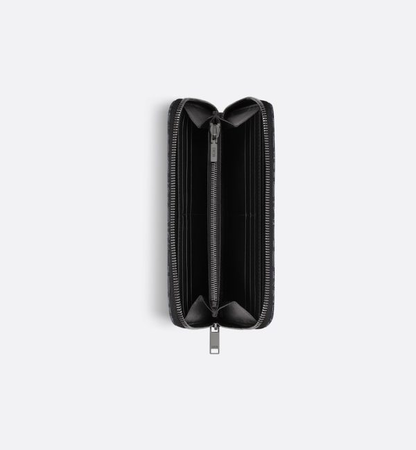 DIOR Zipped Long Wallet  Black Oblique Jacquard - Image 2