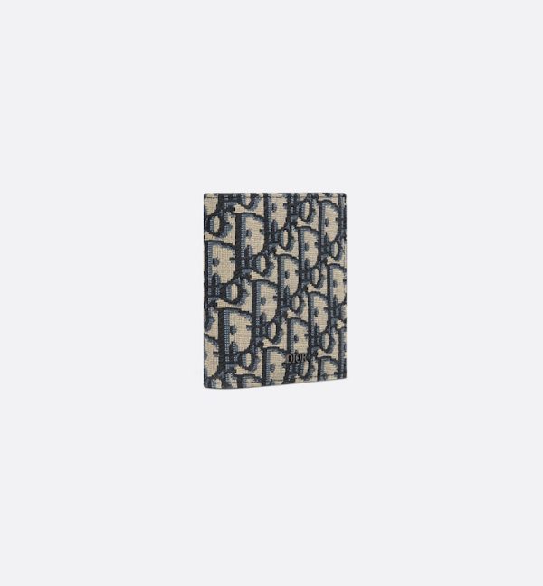 DIOR Vertical Bifold Wallet Beige and Black Oblique Jacquard - Image 5