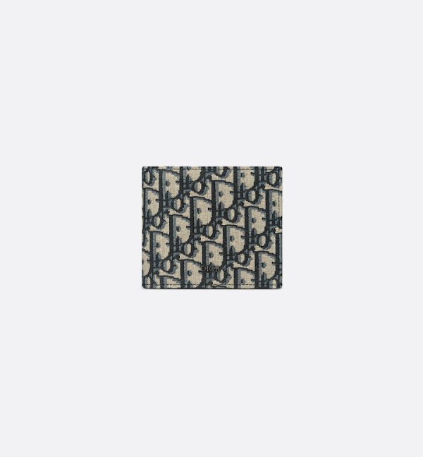 DIOR Compact Wallet Beige and Black Oblique Jacquard - Image 3