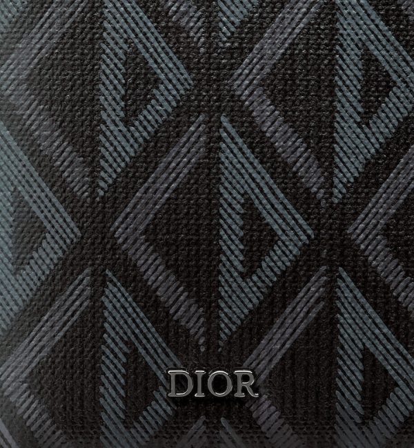 DIOR Compact Vertical Wallet  Black CD Diamond Canvas - Image 3
