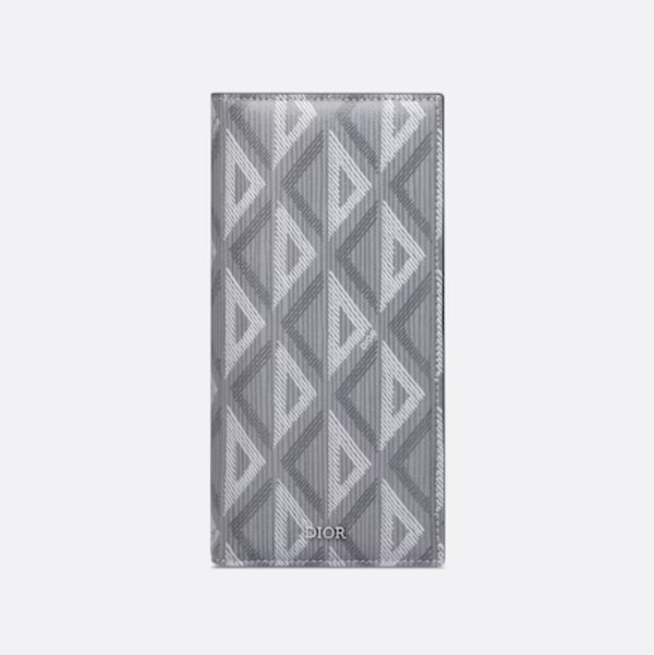 DIOR Vertical Bifold Wallet Gray CD Diamond Canvas