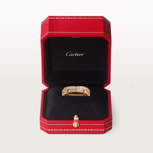 CARTIER MAILLON PANTHÈRE WEDDING BAND, 2 HALF DIAMOND-PAVED ROWS - Image 4