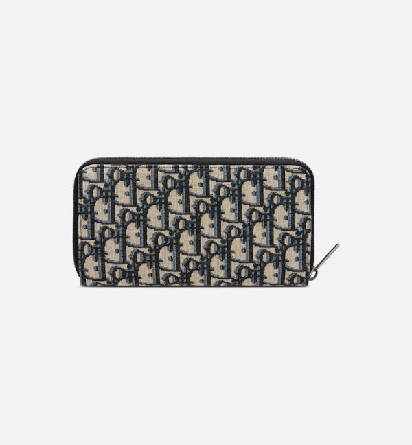 DIOR Zipped Long Wallet Beige and Black Oblique Jacquard - Image 3