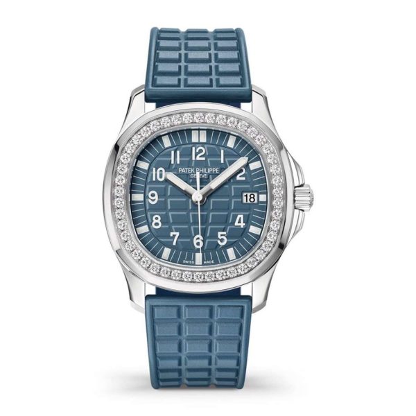 Patek Philippe Aquanaut Luce 35.6 mm | Blue-gray polymer rubber strap | Blue-Gray Embossed dial Diamond bezel | Ladies Watch 5067A-025
