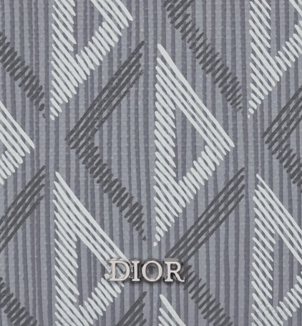 DIOR Vertical Bifold Card Holder Gray CD Diamond Canvas - Image 4