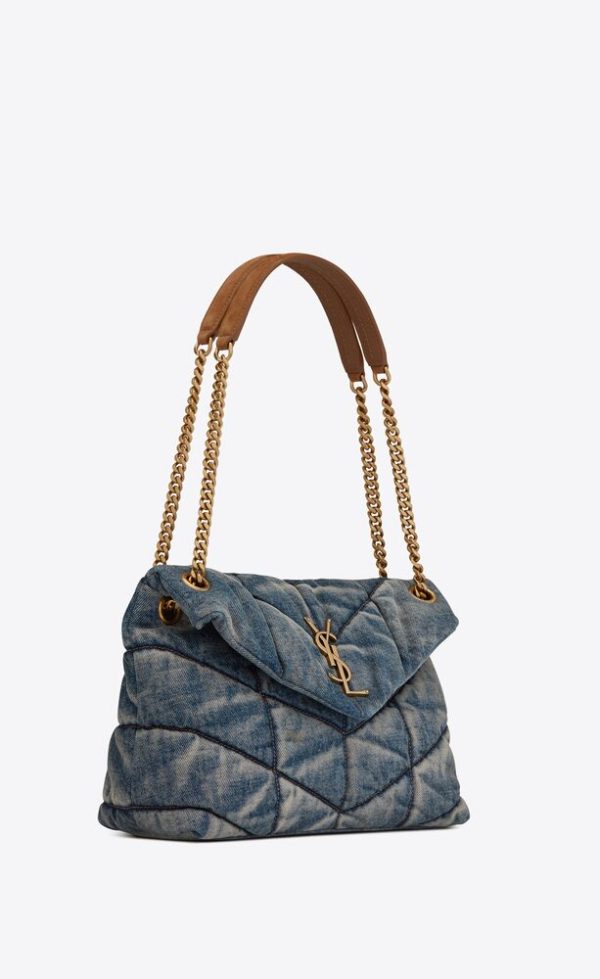SAINT LAURENT PUFFER MEDIUM IN SUEDE AND DENIM - Image 5