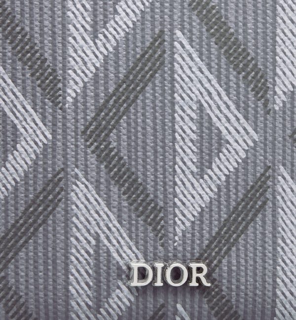 DIOR Vertical Bifold Wallet Gray CD Diamond Canvas - Image 5