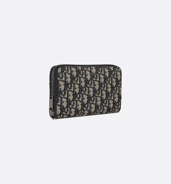 DIOR Zipped Long Wallet Beige and Black Oblique Jacquard - Image 2
