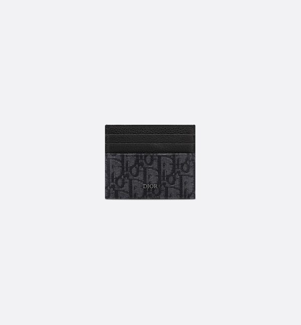 DIOR Card Holder Black Oblique Jacquard and Black Grained Calfskin