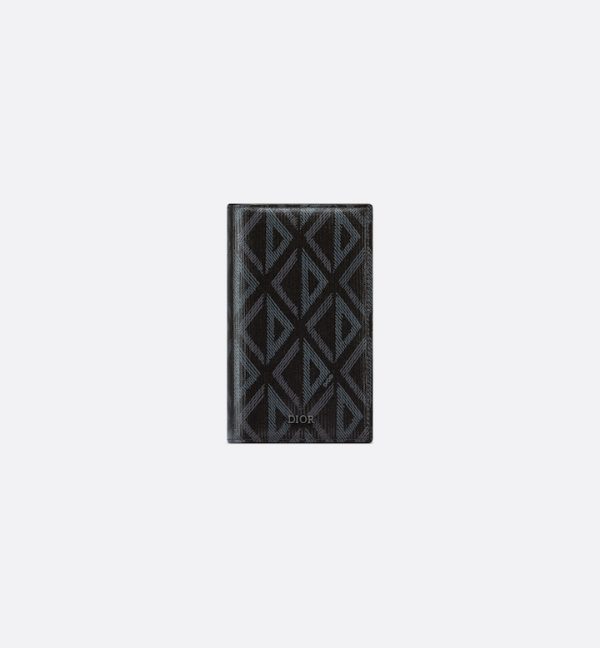 DIOR Long Bifold Card Holder  Black CD Diamond Canvas - Image 3