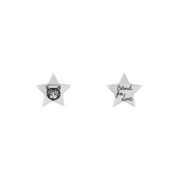 GUCCI SILVeR BLIND FOR LOVE STAR EARRINGS - Image 2
