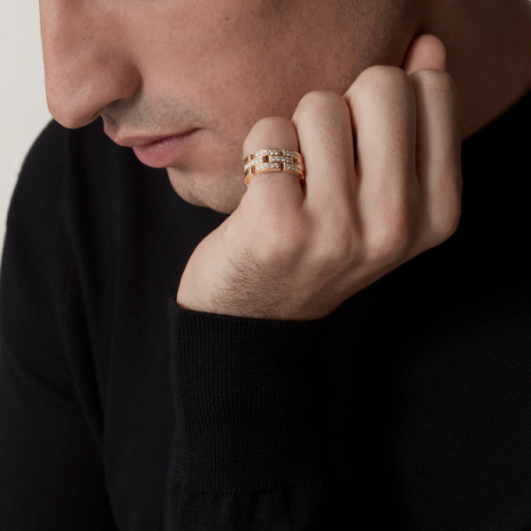 CARTIER MAILLON PANTHÈRE RING, 3 HALF DIAMOND-PAVED ROWS - Image 5