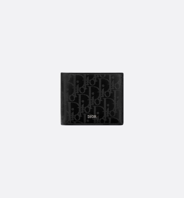 DIOR Bifold Wallet  Black Oblique Galaxy Leather