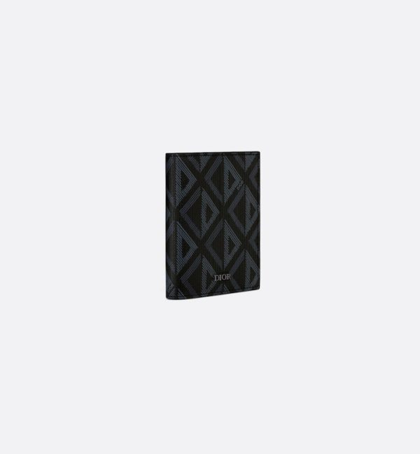 DIOR Vertical Bifold Card Holder  Black CD Diamond Canvas - Image 2