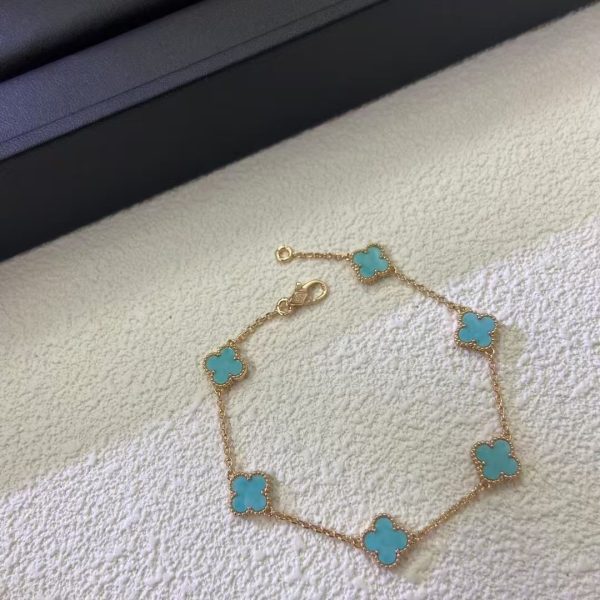 Van Cleef & Arpels Turquoise 6 Motifs Vintage Alhambra Bracelet - Image 4