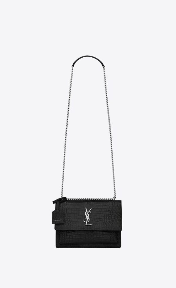 SAINT LAURENT SUNSET MEDIUM IN CROCODILE-EMBOSSED LEATHER