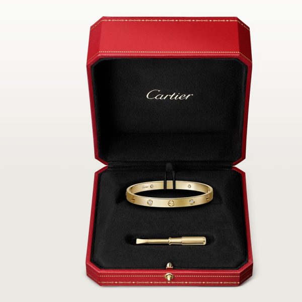 CARTIER LOVE BRACELET, CLASSIC MODEL, BRUSHED, 4 DIAMONDS - Image 9