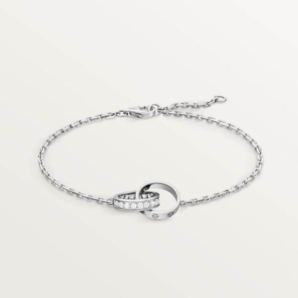 CARTIER LOVE BRACELET, HALF-PAVED WITH DIAMONDS 18K WHITE GOLD
