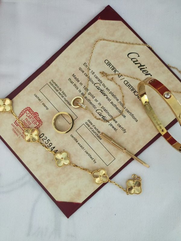 CARTIER LOVE BRACELET, 4 DIAMONDS + LOVE RING, 3 DIAMONDS + LOVE NECKLACE, DIAMONDS + VINTAGE ALHAMBRA BRACELET, 5 MOTIFS - Image 4