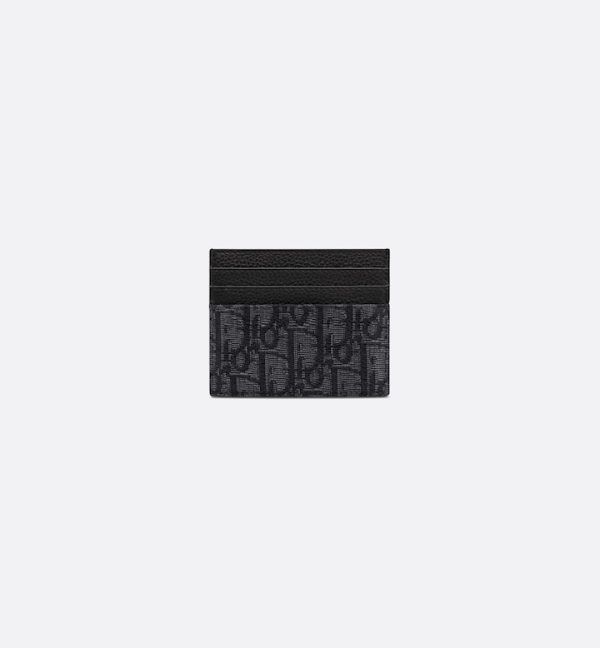 DIOR Card Holder Black Oblique Jacquard and Black Grained Calfskin - Image 2