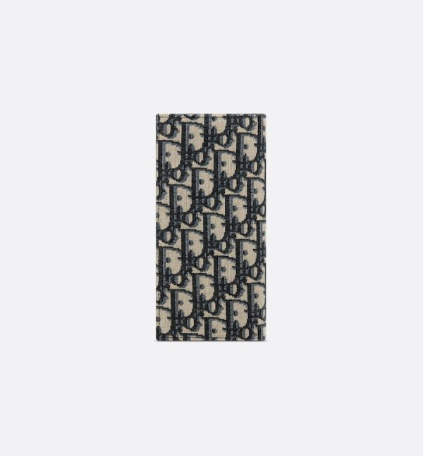 DIOR Vertical Long Wallet  Beige and Black Oblique Jacquard - Image 2