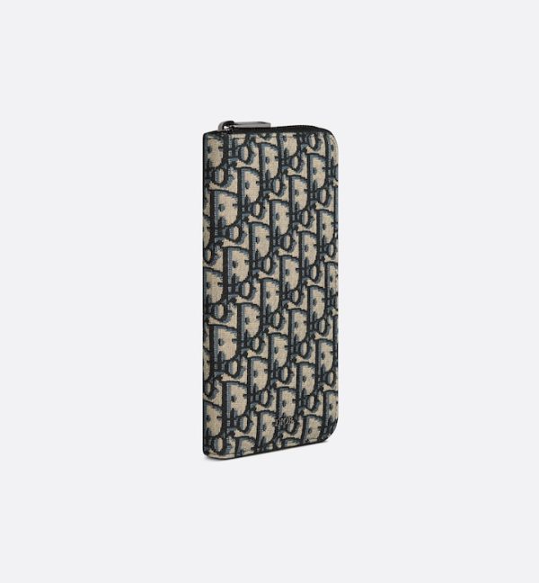 DIOR Vertical Long Zipped Wallet Beige and Black Oblique Jacquard - Image 3