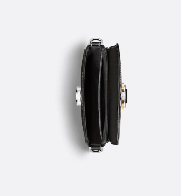 DIOR Mini Saddle Messenger Bag with Flap Black Grained Calfskin - Image 3