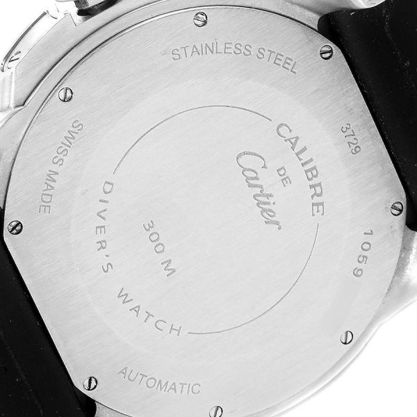 CARTIER Calibre Diver Black Rubber Strap Steel Mens Watch - Image 5