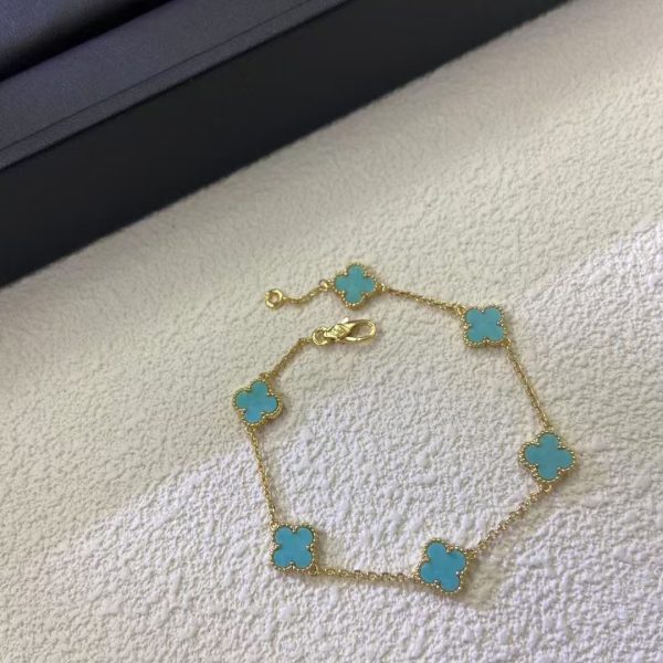 Van Cleef & Arpels Turquoise 6 Motifs Vintage Alhambra Bracelet - Image 2