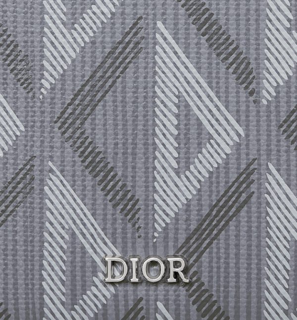 DIOR Compact Vertical Wallet Gray CD Diamond Canvas - Image 4