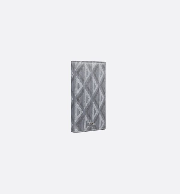 DIOR Long Bifold Card Holder Gray CD Diamond Canvas - Image 2