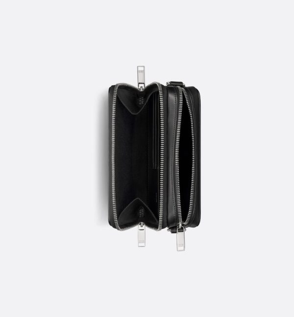 DIOR Zipped Pouch with Strap Black Oblique Galaxy Leather - Image 2