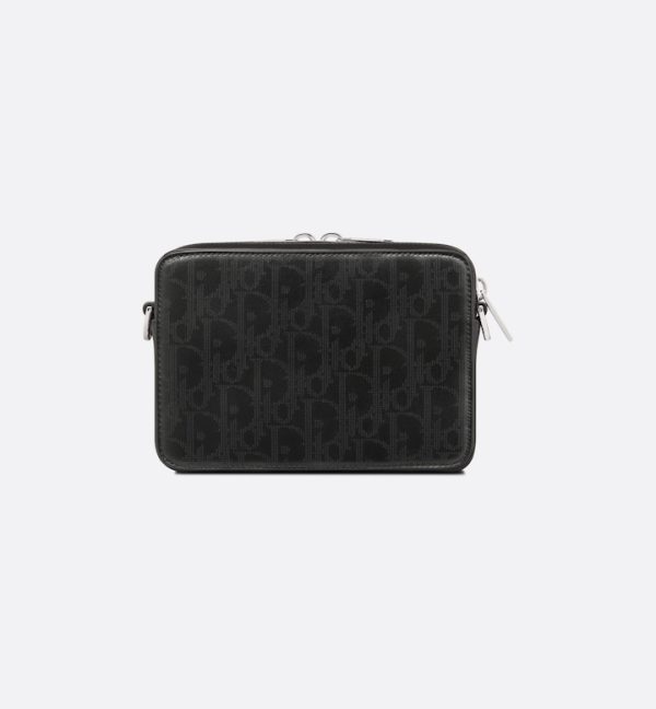 DIOR Zipped Pouch with Strap Black Oblique Galaxy Leather - Image 5