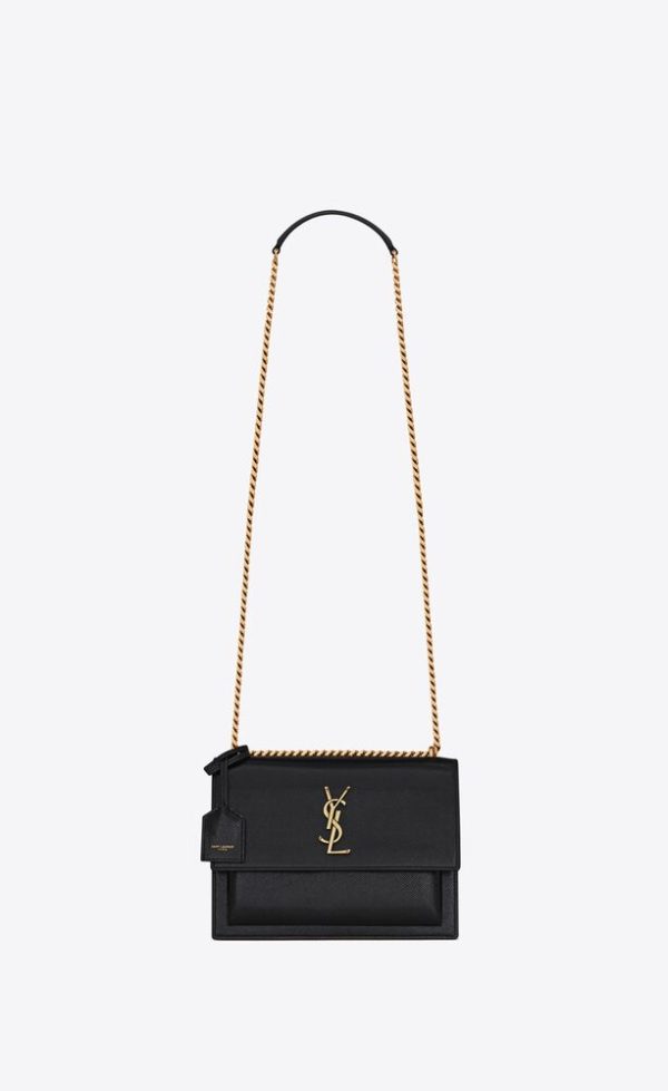 SAINT LAURENT SUNSET MEDIUM IN COATED-BARK LEATHER