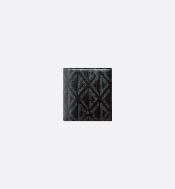 DIOR Compact Vertical Wallet  Black CD Diamond Canvas
