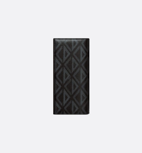 DIOR Vertical Bifold Wallet  Black CD Diamond Canvas