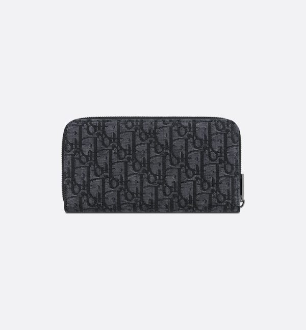 DIOR Zipped Long Wallet  Black Oblique Jacquard