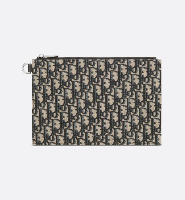 DIOR A5 Pouch Beige and Black Oblique Jacquard - Image 2