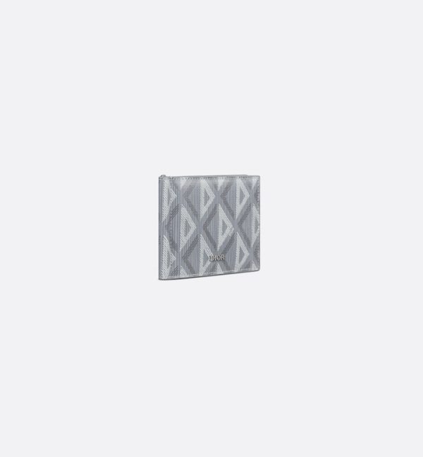 DIOR Wallet with Bill Clip Gray CD Diamond Canvas - Image 2